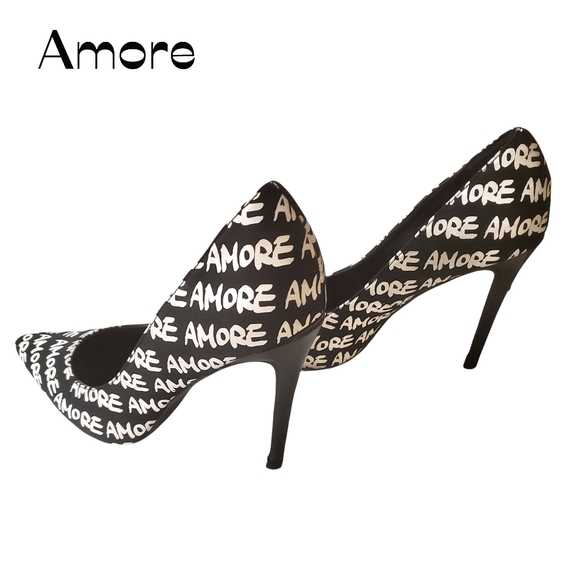 Amore Stilletto Graffiti Shoe Republic Black and White Size 10 - Picture 2 of 8